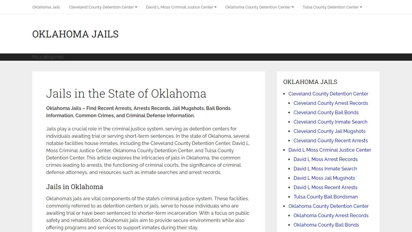 Oklahoma Jails | Inmate Arrest Info, Mugshots, Bail Bonds